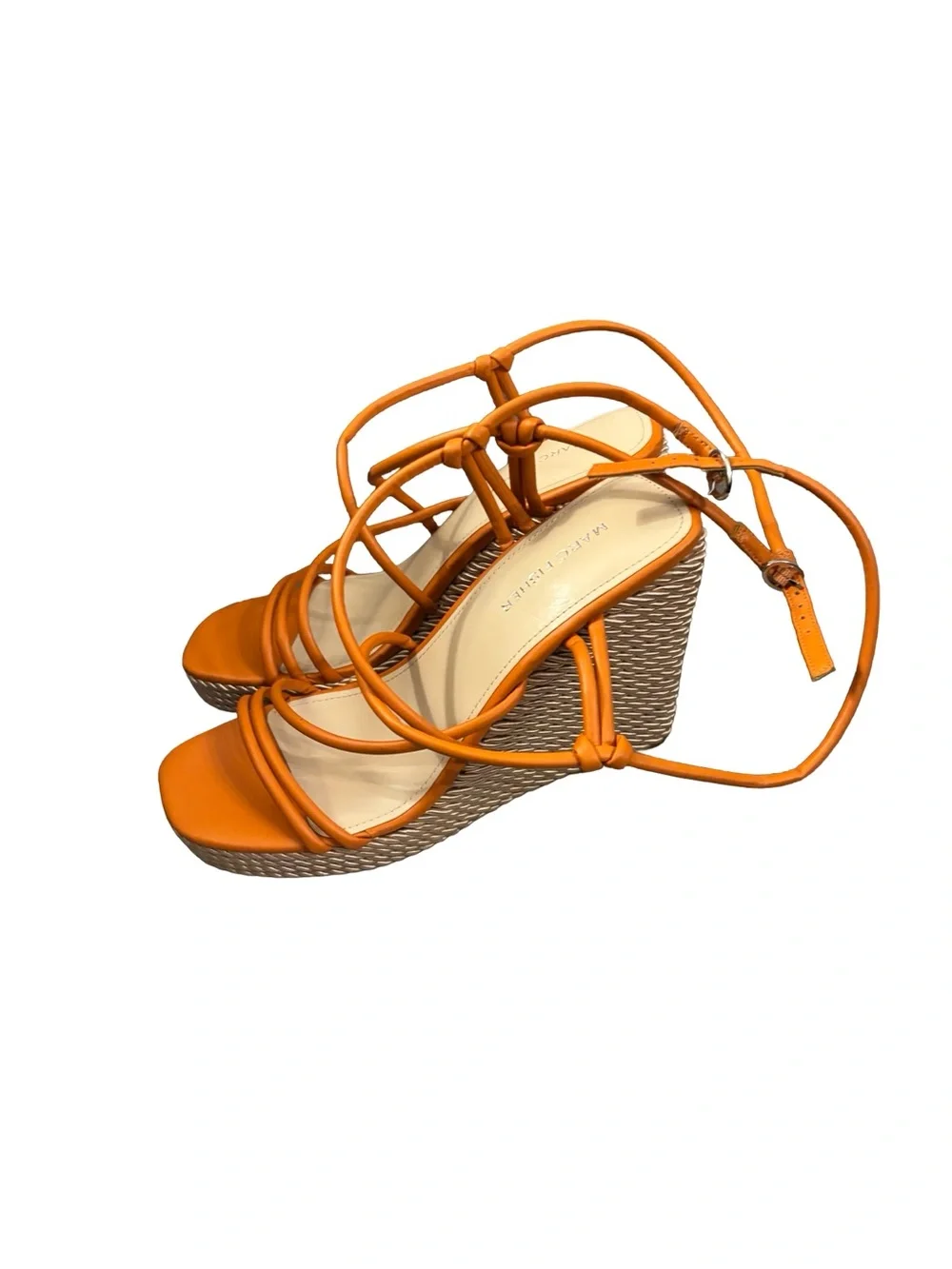 Marc Fisher Orange Resortwear Minimalist Coastal  Strappy Wedge Sandals Size 9M